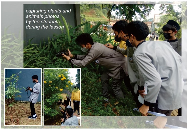 Gambar 2. Kegiatan pengamatan lingkungan di halaman dan area sekitar sekolah